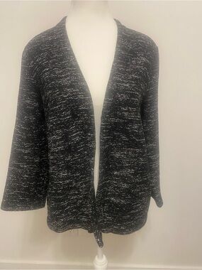 H&M Black and White Marled Open-Front Cardigan